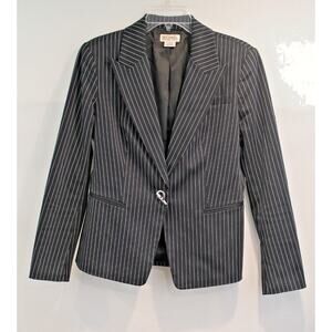Michael Kors Vtg Blazer Jacket Womens size 8 Black Striped Lined Single Breasted